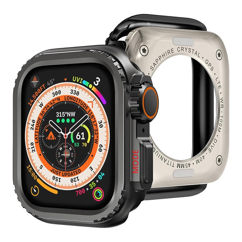 SEURE Rugged Titanium Alloy Case for Apple Watch Black Case Series 7 8 9 45mm