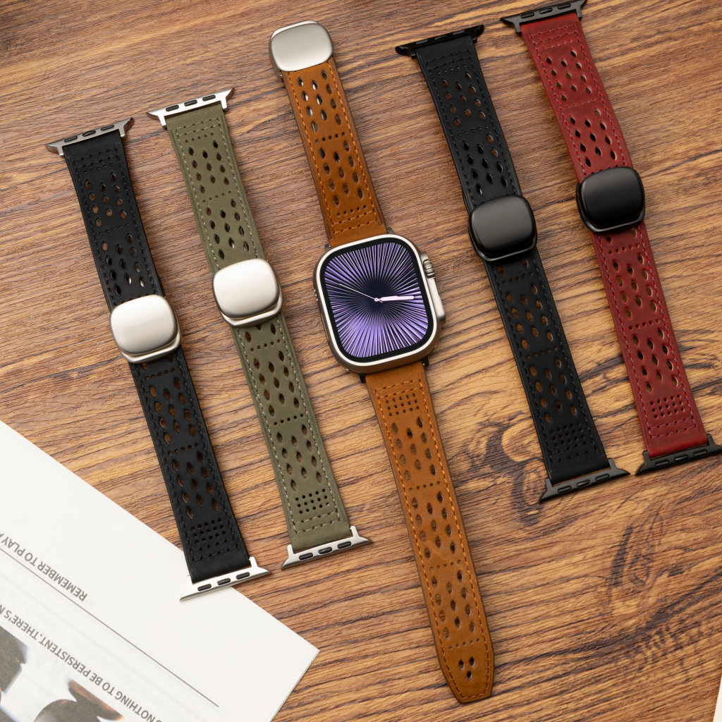 Breathable Leather Band for Apple Watch