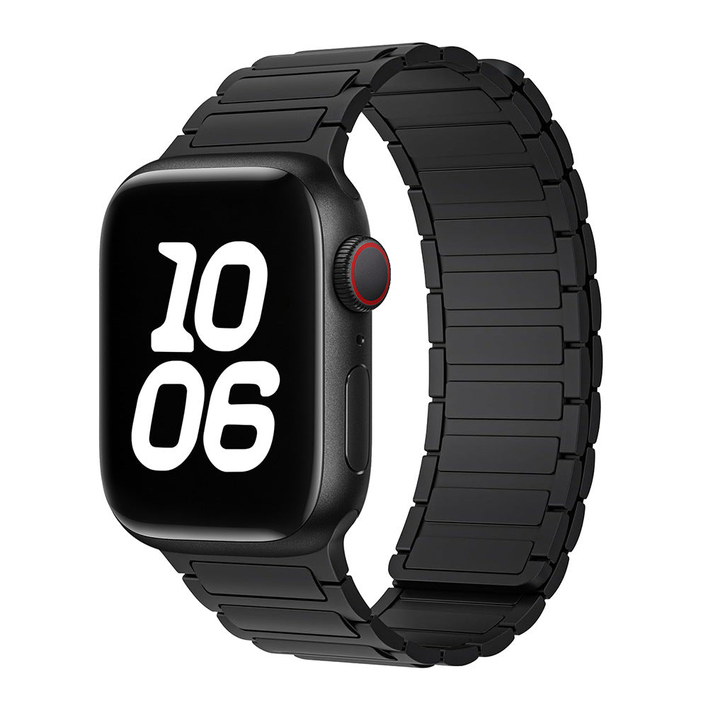 SEURE Silicone Magnetic Loop Band for Apple Watch Black 44mm 45mm 46mm 49mm