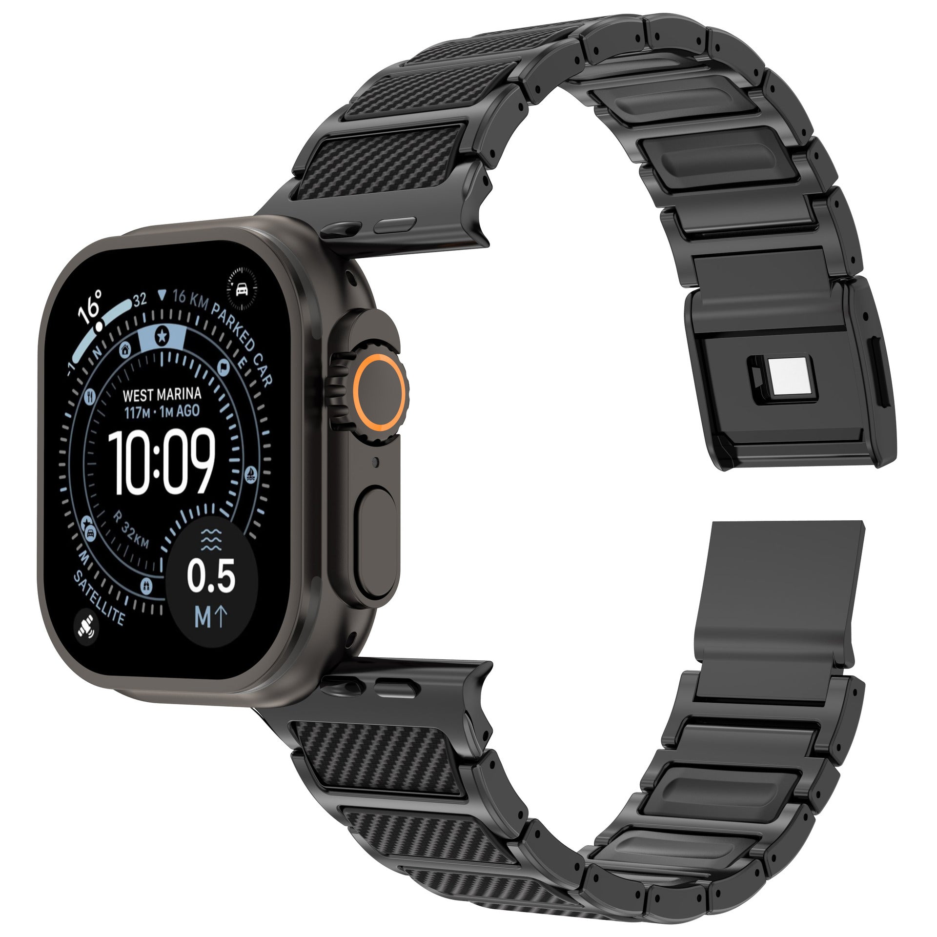 Titanium & Carbon Fiber Magnetic Link Band for Apple Watch