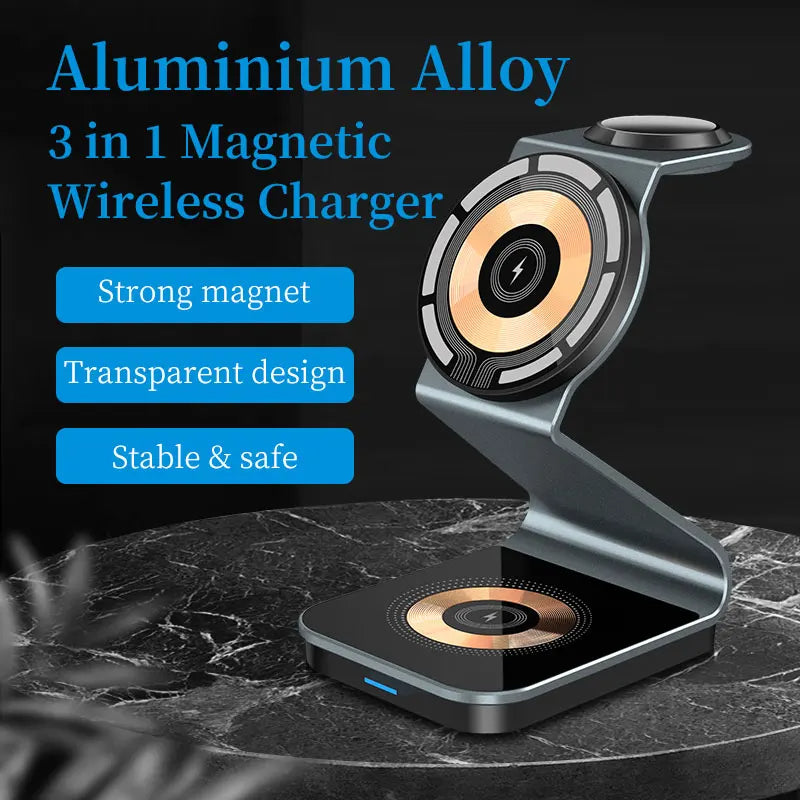 Fast Charging 3 In 1 Magnetic Wireless Charger