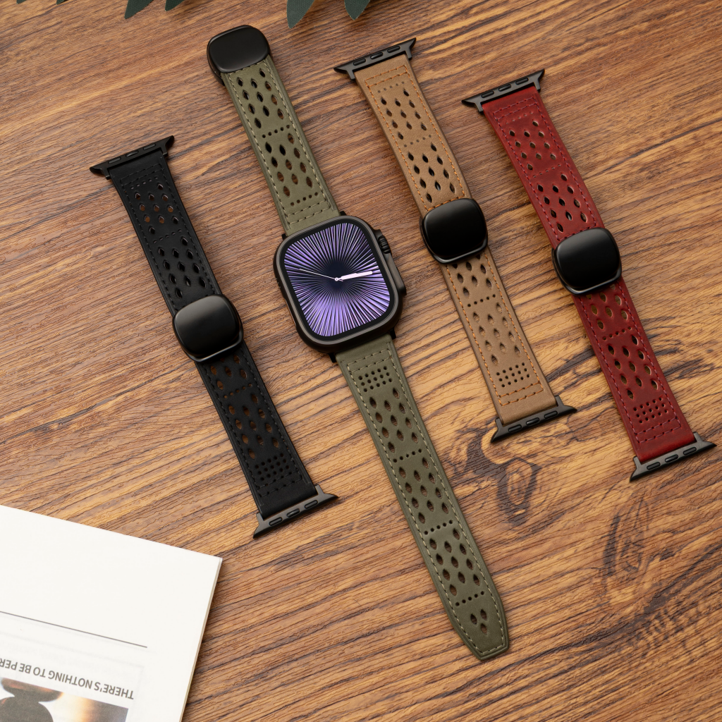 Breathable Leather Band for Apple Watch