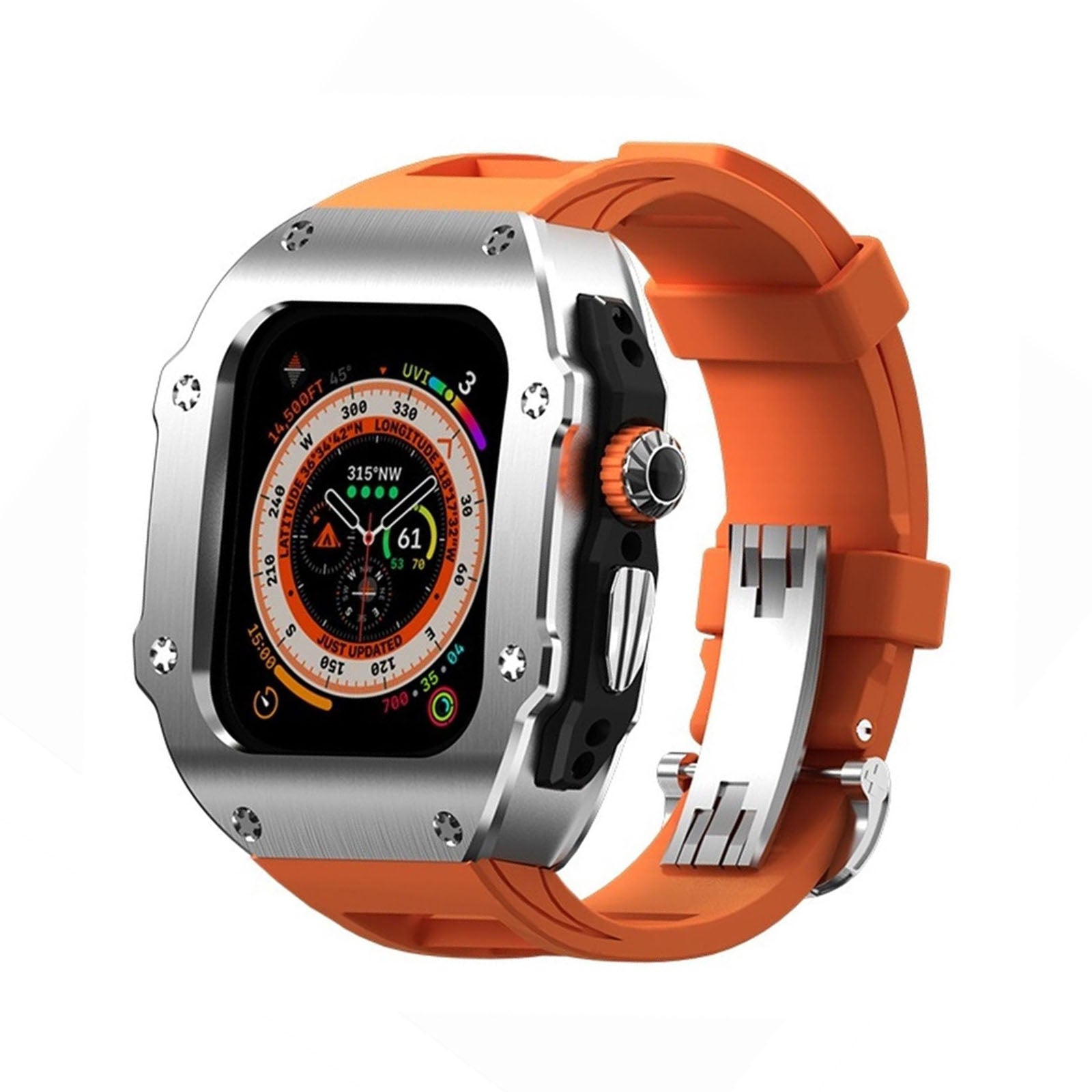 RM Vanguard Series - Fluororubber Band Stainless steel Case For Apple Watch Ultra