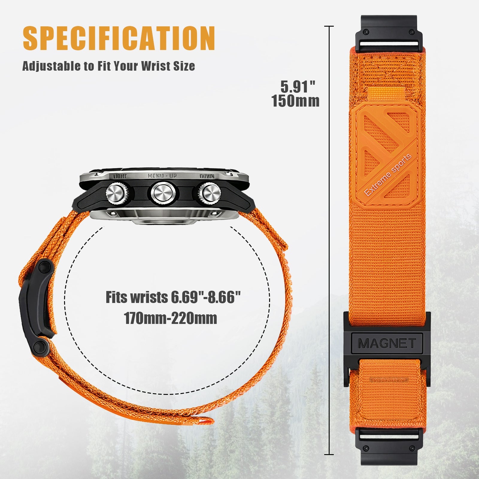 Extreme Nylon Magnetic Garmin Watch Band