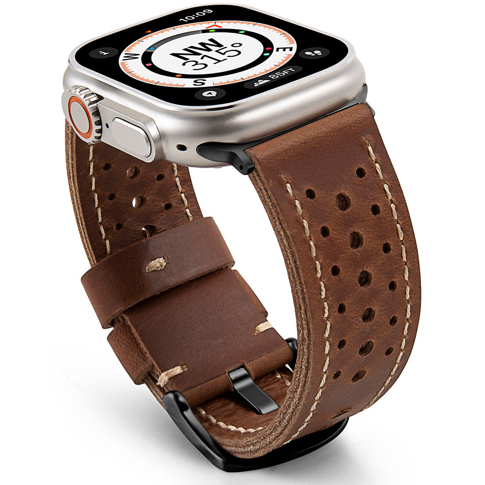 Vintage Racing Leather Band For Apple Watch