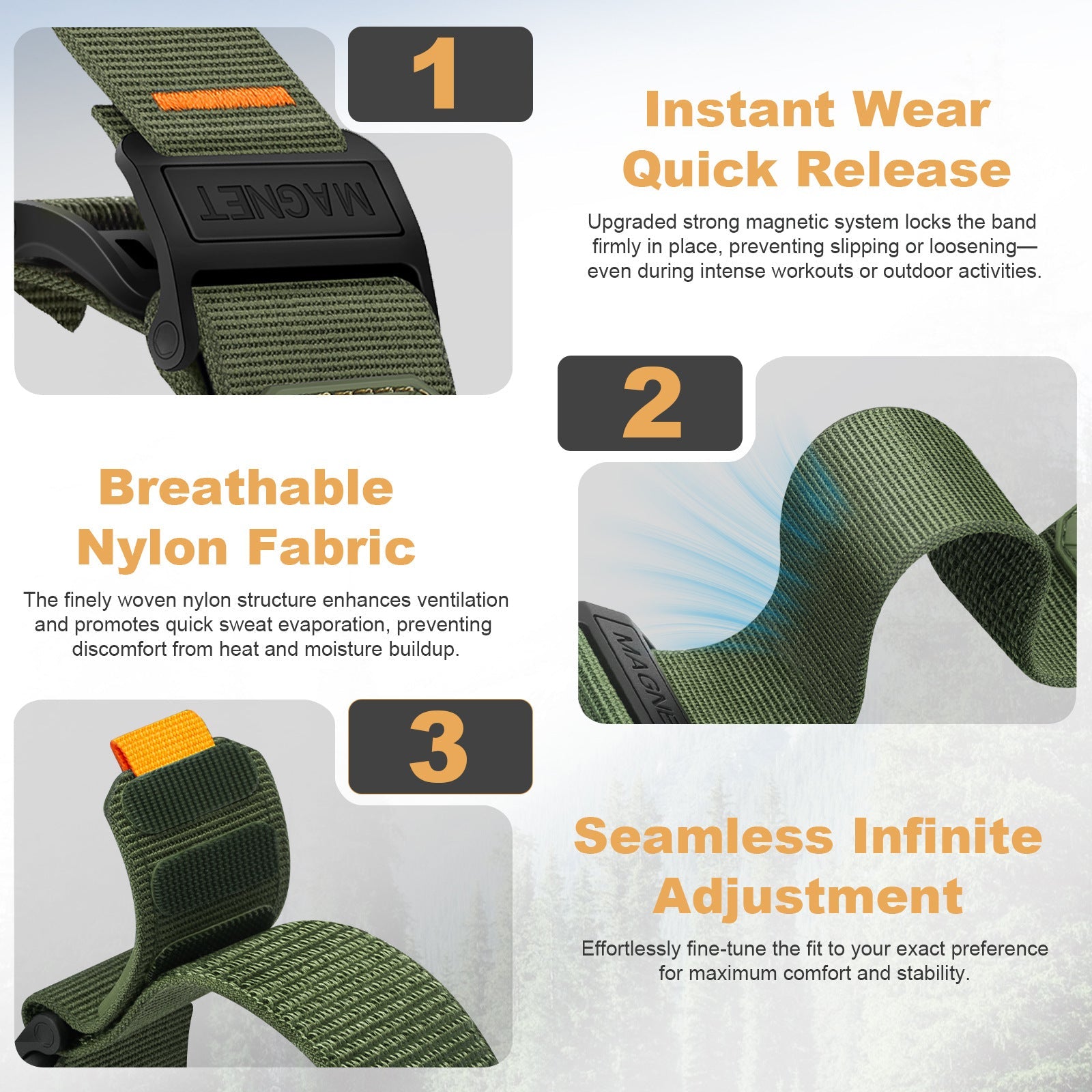Extreme Nylon Magnetic Garmin Watch Band