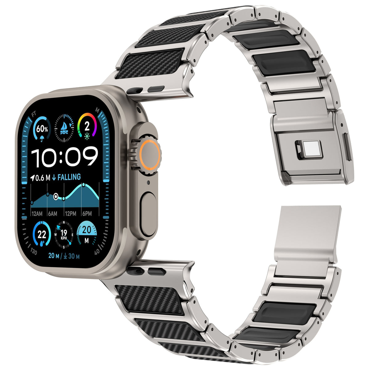 Titanium & Carbon Fiber Magnetic Link Band