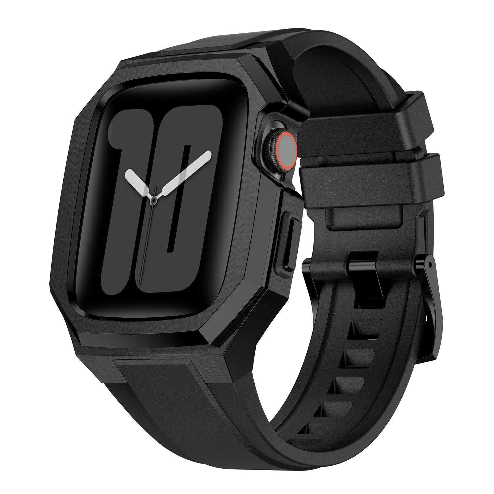 Stainless Steel Case with Rubber Band for Apple Watch Black 44mm