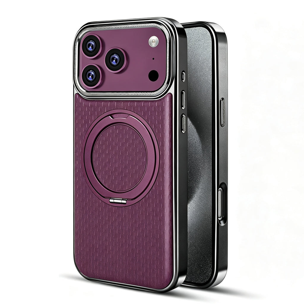 Luxury Leather MagCase with Rotating Ring Stand